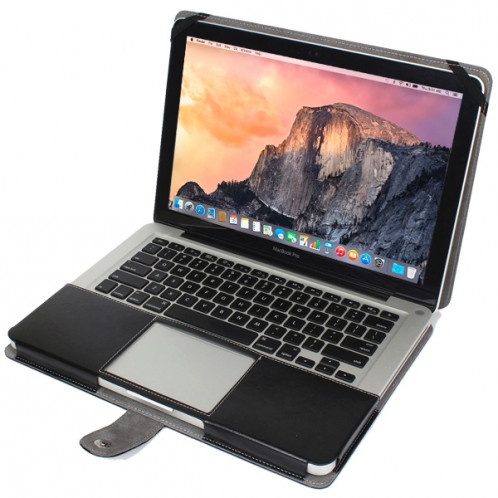 Housse en cuir pour ordinateur portable avec bouton-pression pour MacBook Pro 13,3 pouces (noir) SH002B813-010