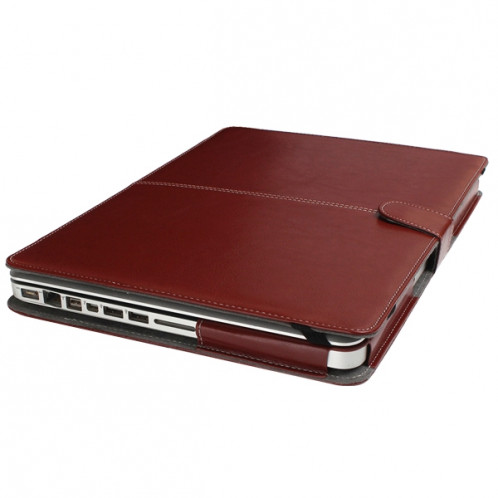 Housse en cuir pour ordinateur portable avec fermeture à pression pour MacBook Pro 13,3 pouces (brun) SH002Z698-010