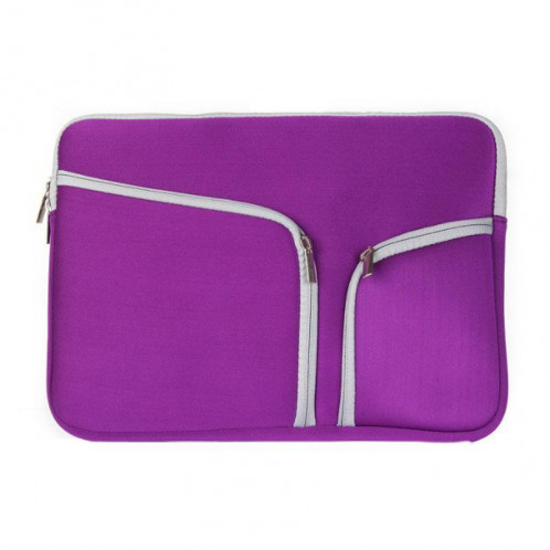 Sac d'ordinateur portable de poche de sac à main de double poche pour Macbook Air 13 pouces (violet) SH313P1671-08