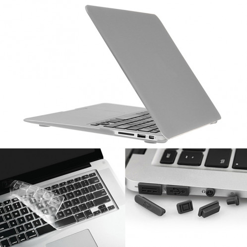 ENKAY pour Macbook Air 11,6 pouces (version US) / A1370 / A1465 Hat-Prince 3 en 1 Coque de protection en plastique dur avec protection de clavier et prise de poussière de port (argent) SE580S928-09