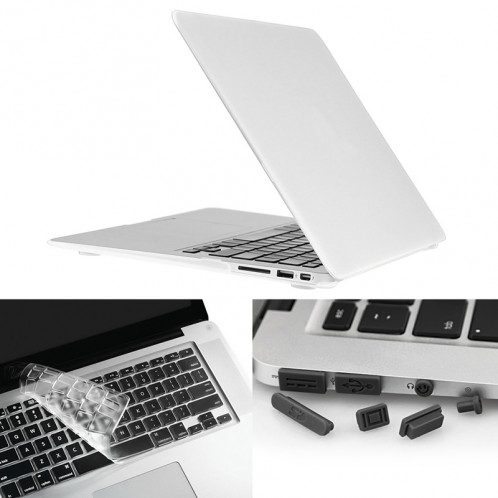 ENKAY pour Macbook Air 11,6 pouces (version US) / A1370 / A1465 Hat-Prince 3 en 1 Coque de protection en plastique dur givré avec clavier de protection et prise de poussière de port (blanc) SE580W256-09