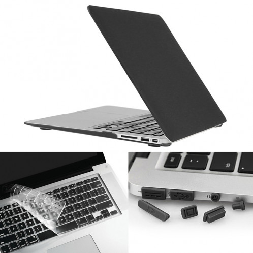 ENKAY pour Macbook Air 13,3 pouces (version US) / A1369 / A1466 Hat-Prince 3 en 1 givré Hard Shell étui de protection en plastique avec Keyboard Guard & Port poussière Plug (Noir) SE581B1773-09