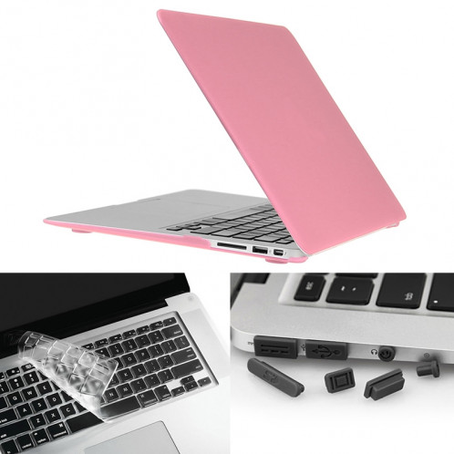 ENKAY pour Macbook Air 13,3 pouces (version US) / A1369 / A1466 Hat-Prince 3 en 1 givré Hard Shell étui de protection en plastique avec clavier de garde et bouchon de poussière de port (rose) SE581F914-09