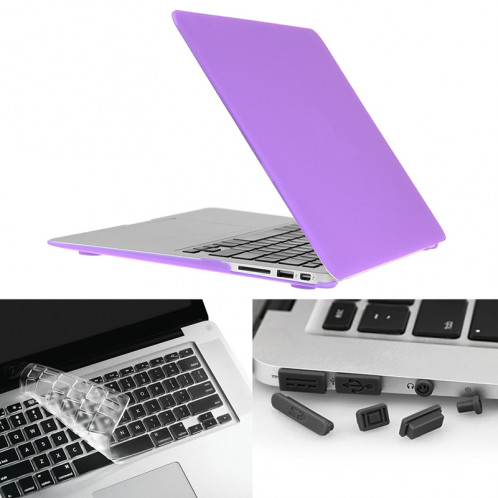 ENKAY pour Macbook Air 13,3 pouces (version US) / A1369 / A1466 Hat-Prince 3 en 1 Coque de protection en plastique dur avec protection de clavier et prise de poussière de port (violet) SE581P837-09