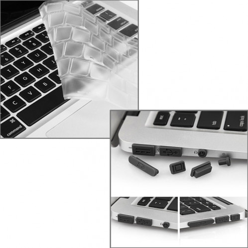 ENKAY pour Macbook Air 13,3 pouces (version US) / A1369 / A1466 Hat-Prince 3 en 1 Coque de protection en plastique dur avec protection de clavier et prise de poussière de port (argent) SE581S296-09