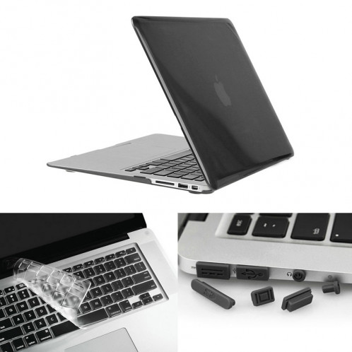 ENKAY pour Macbook Air 11,6 pouces (version US) / A1370 / A1465 Hat-Prince 3 en 1 Crystal Hard Shell Housse de protection en plastique avec clavier de protection et prise de poussière de port (Noir) SE901B529-010