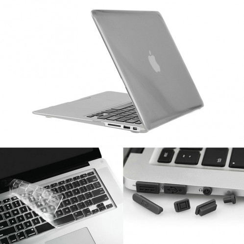 ENKAY pour Macbook Air 13,3 pouces (version US) / A1369 / A1466 Hat-Prince 3 en 1 Crystal Hard Shell étui de protection en plastique avec clavier de garde & Port poussière Plug (Gris) SE902H1065-010