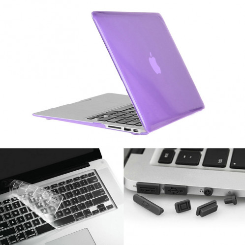 ENKAY pour Macbook Air 13,3 pouces (version US) / A1369 / A1466 Hat-Prince 3 en 1 cristal dur coque en plastique avec protection du clavier et bouchon de poussière de port (violet) SE902P1512-010