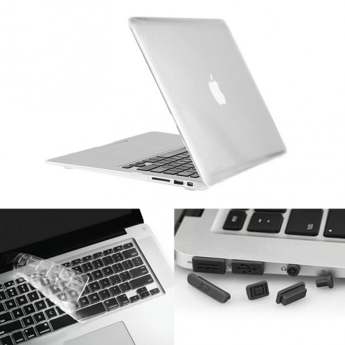 ENKAY pour Macbook Air 13,3 pouces (version US) / A1369 / A1466 Hat-Prince 3 en 1 Crystal Hard Shell étui de protection en plastique avec clavier de protection et bouchon de poussière port (blanc) SE902T1493-010