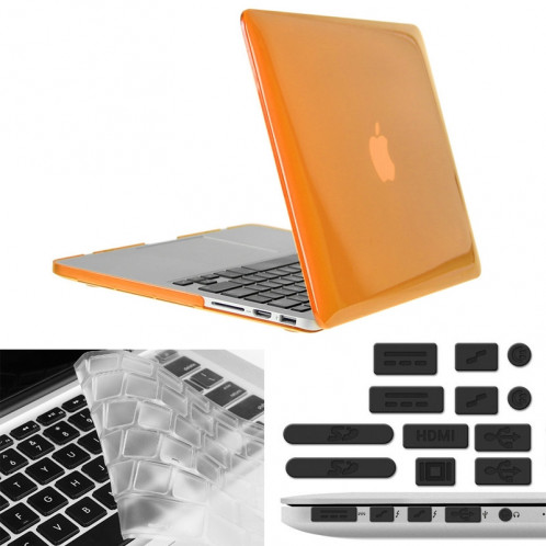 ENKAY pour Macbook Pro Retina 13,3 pouces (version US) / A1425 / A1502 Hat-Prince 3 en 1 Crystal Hard Shell Housse de protection en plastique avec clavier de protection et prise de poussière de port (Orange) SE904E1128-010