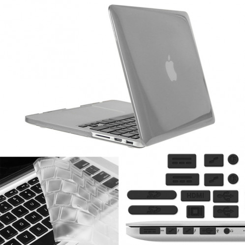 ENKAY pour Macbook Pro Retina 15,4 pouces (version US) / A1398 Hat-Prince 3 en 1 Crystal Hard Shell Housse de protection en plastique avec clavier de protection et prise de poussière de port (Gris) SE906H1166-010