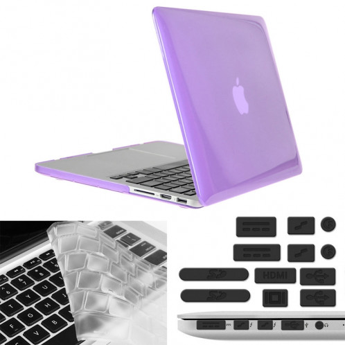 ENKAY pour Macbook Pro Retina 15,4 pouces (version US) / A1398 Hat-Prince 3 en 1 cristal dur coque de protection en plastique avec clavier de protection et bouchon de poussière de port (violet) SE906P1880-010