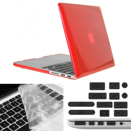 ENKAY pour Macbook Pro Retina 15,4 pouces (Version US) / A1398 Chapeau-Prince 3 en 1 Crystal Hard Shell Housse de protection en plastique avec clavier de protection et bouchon de poussière de port (Rouge) SE906R909-010