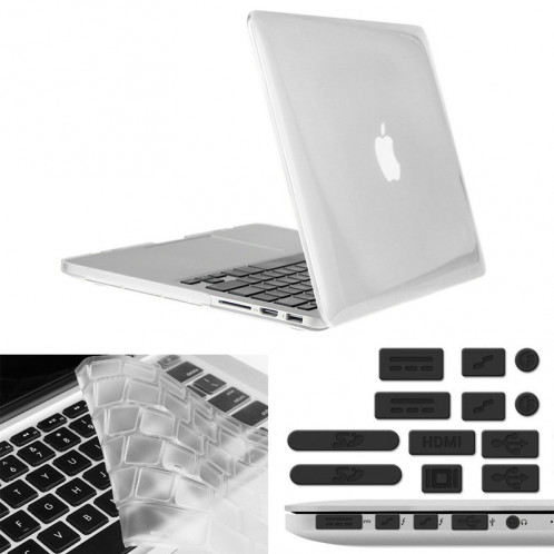 ENKAY pour Macbook Pro Retina 15,4 pouces (version US) / A1398 Hat-Prince 3 en 1 Crystal Hard Shell Housse de protection en plastique avec clavier de protection et prise de poussière Port (Blanc) SE906W1383-010