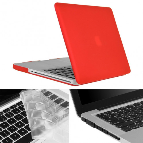 ENKAY pour Macbook Pro 13,3 pouces (Version US) / A1278 Hat-Prince 3 en 1 Coque de protection en plastique dur avec protection de clavier et prise de poussière de port (rouge) SE907R99-010