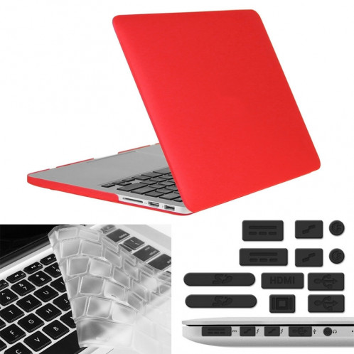 ENKAY pour Macbook Pro Retina 13,3 pouces (version US) / A1425 / A1502 Hat-Prince 3 en 1 givré Hard Shell étui de protection en plastique avec clavier de protection et bouchon de poussière de port (rouge) SE908R1832-010