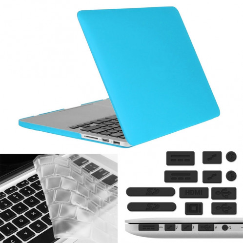 ENKAY pour Macbook Pro Retina 15,4 pouces (version US) / A1398 Hat-Prince 3 en 1 Coque de protection en plastique dur givré avec clavier de protection et prise de poussière de port (bleu) SE910L1051-010