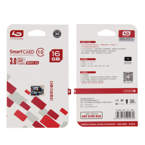 Carte mémoire LD 16 Go haute vitesse de classe 10 TF / Micro SDXC UHS-1 (U1) SH016A943-08