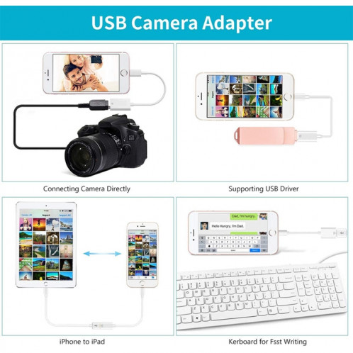 Adaptateur de caméra USB version originale pour iPad / iPhone (blanc) SH111L1763-07