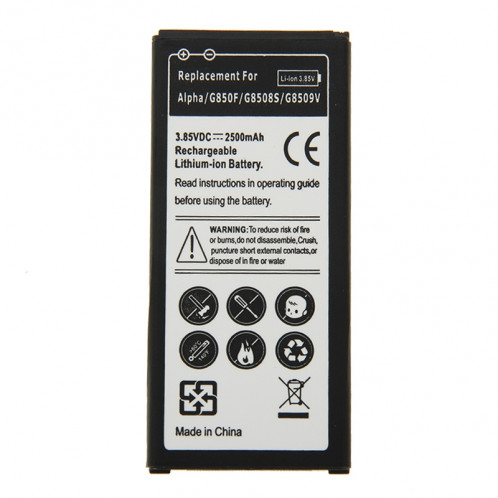 Batterie Li-ion rechargeable de 2500mAh pour Galaxy Alpha / G850F / G850S / G850V SH02661438-04