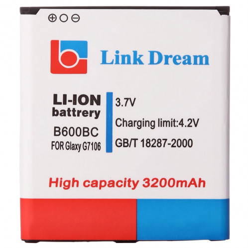 Link Dream 3200mAh Batterie de remplacement pour Galaxy Grand 2 / G7106 (B600BC) SL1900575-06