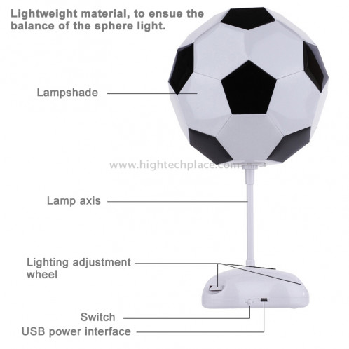 Bricolage USB Lampadaire de football Lampe de nuit à la main / Lampe de bureau Lampe de chevet colorée (Blanc) SB07208-014