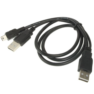 2 en 1 USB 2.0 Mâle à Mini 5pin Mâle + Câble Mâle USB, Longueur: 40 cm (Noir) S2011744-03