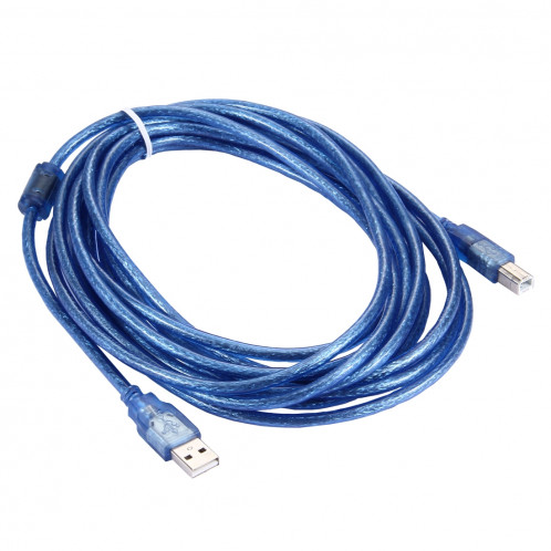 Câble USB 2.0 AM vers BM classique, avec 2 conducteurs, Longueur: 5m (Bleu) SC133B319-03