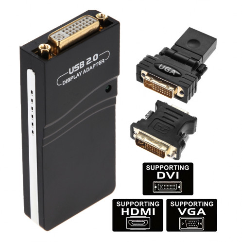 Adaptateur USB 2.0 vers VGA, DVI, HDMI, Résolution: 1920 * 1080 (Noir) SU160A314-07