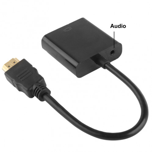 24cm Full HD 1080P HDMI vers VGA + câble de sortie audio pour ordinateur / DVD / décodeur numérique / ordinateur portable / téléphone portable / lecteur multimédia (noir) SH02051224-06