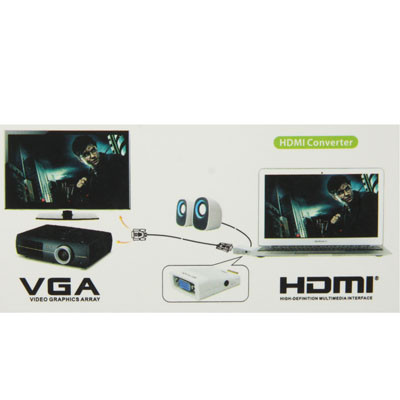 Full HD 1080P HDMI vers VGA + Adaptateur de convertisseur audio pour ordinateur portable / STB / DVD / HDTV (avec adaptateur HDMI femelle vers mâle) SH0206721-08