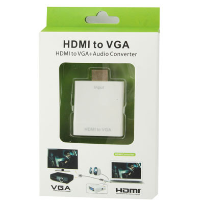 Full HD 1080P HDMI vers VGA + Adaptateur de convertisseur audio pour ordinateur portable / STB / DVD / HDTV (avec adaptateur HDMI femelle vers mâle) SH0206721-08