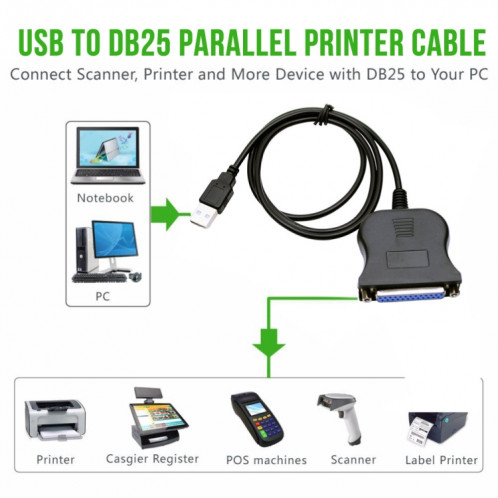 Câble USB vers DB25 Pin Femelle CUSBVDB01-04