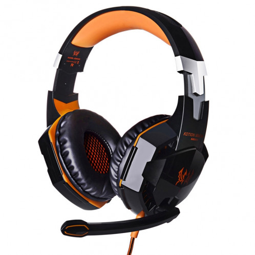 CHAQUE G2000 Casque stéréo de jeu de basse avec micro et LED pour ordinateur, Longueur de câble: 2.2m (Orange) SE272E1545-021