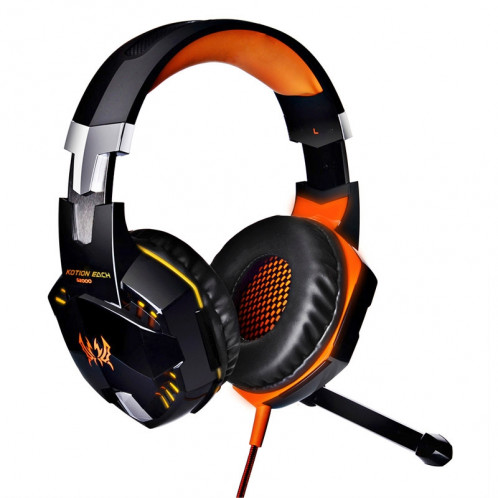 CHAQUE G2000 Casque stéréo de jeu de basse avec micro et LED pour ordinateur, Longueur de câble: 2.2m (Orange) SE272E1545-021