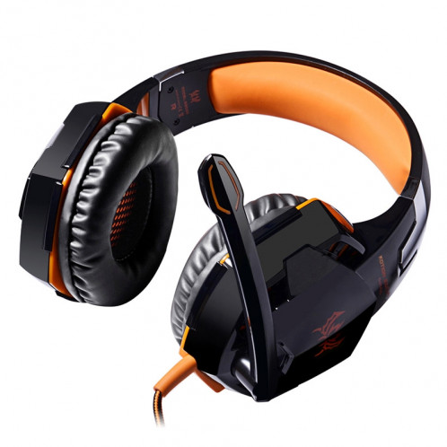 CHAQUE G2000 Casque stéréo de jeu de basse avec micro et LED pour ordinateur, Longueur de câble: 2.2m (Orange) SE272E1545-021