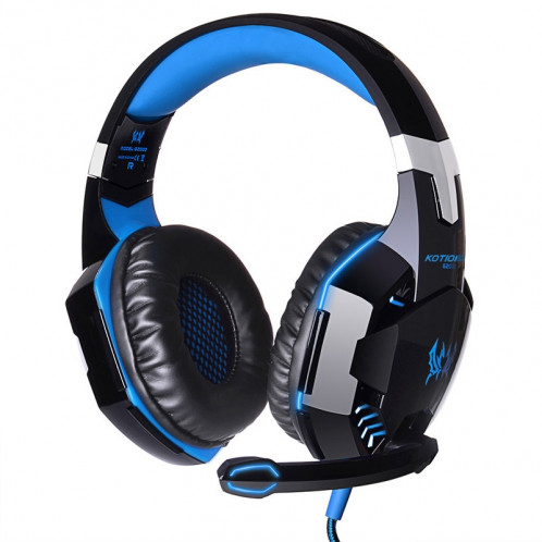 CHAQUE G2000 Casque stéréo de jeu de basse avec micro et LED pour ordinateur, Longueur de câble: 2.2m (Bleu) SE272L1807-021