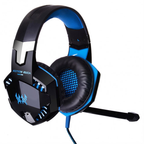 CHAQUE G2000 Casque stéréo de jeu de basse avec micro et LED pour ordinateur, Longueur de câble: 2.2m (Bleu) SE272L1807-021