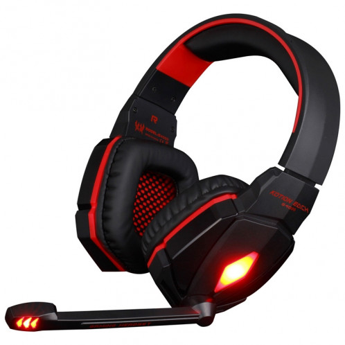 EACH G4000 Casque de jeu stéréo avec contrôle du volume du micro et lumière LED pour ordinateur, longueur de câble: 2,2 m (rouge) SK274R927-018