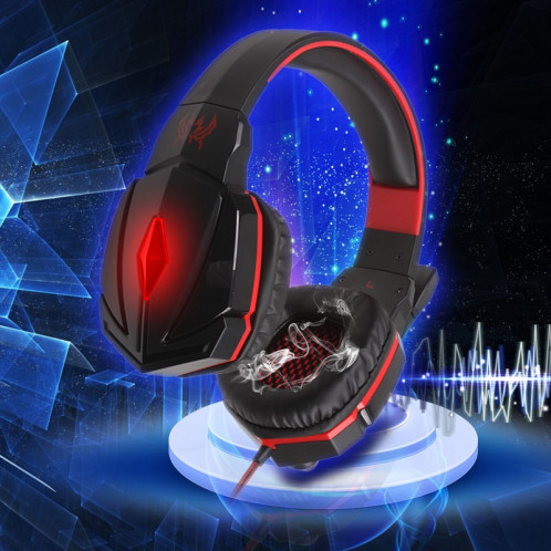 EACH G4000 Casque de jeu stéréo avec contrôle du volume du micro et lumière LED pour ordinateur, longueur de câble: 2,2 m (rouge) SK274R927-018