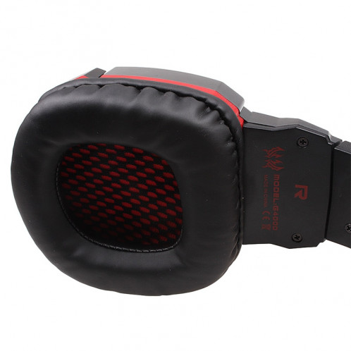 EACH G4000 Casque de jeu stéréo avec contrôle du volume du micro et lumière LED pour ordinateur, longueur de câble: 2,2 m (rouge) SK274R927-018