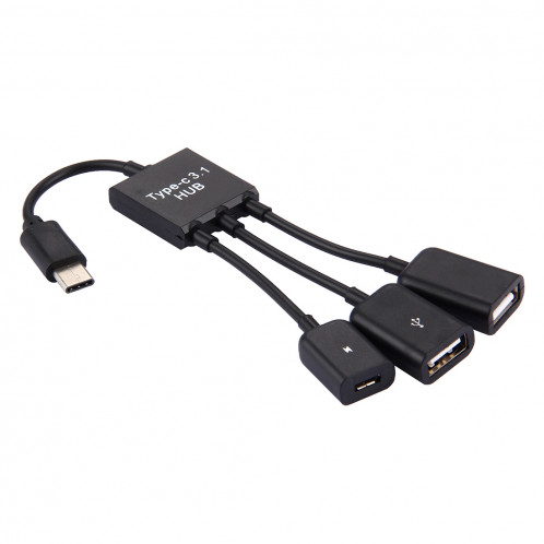 17.8cm 3 ports USB-C / Type-C 3.1 OTG câble de charge, pour Galaxy S8 et S8 + / LG G6 / Huawei P10 et P10 Plus / Xiaomi Mi 6 et Max 2 et autres smartphones (noir) SH281B837-07