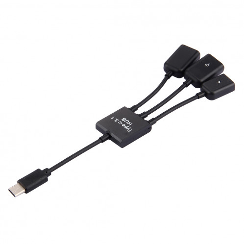 17.8cm 3 ports USB-C / Type-C 3.1 OTG câble de charge, pour Galaxy S8 et S8 + / LG G6 / Huawei P10 et P10 Plus / Xiaomi Mi 6 et Max 2 et autres smartphones (noir) SH281B837-07