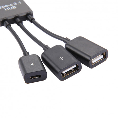 17.8cm 3 ports USB-C / Type-C 3.1 OTG câble de charge, pour Galaxy S8 et S8 + / LG G6 / Huawei P10 et P10 Plus / Xiaomi Mi 6 et Max 2 et autres smartphones (noir) SH281B837-07
