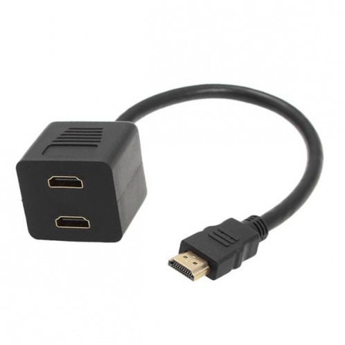 Adaptateur HDMI Splitter 30cm Y Verteiler Stecker mit 2 Gel Kupplung (Plaqué Or) (Noir) SH0316360-04