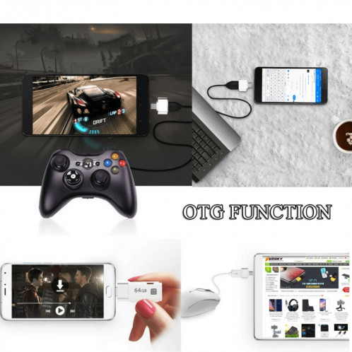 Adaptateur micro USB 2.0 vers USB 2.0 avec fonction OTG, Pour Samsung / Huawei / Xiaomi / Meizu / LG / HTC et autres smartphones (noir) SH339B1354-07