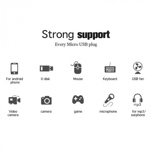 Adaptateur micro USB 2.0 vers USB 2.0 avec fonction OTG, Pour Samsung / Huawei / Xiaomi / Meizu / LG / HTC et autres smartphones (noir) SH339B1354-07