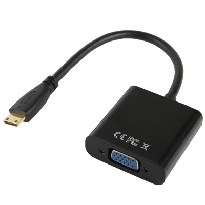 22cm Full HD 1080P Mini HDMI Mâle à VGA Femelle Câble Adaptateur Vidéo avec Câble Audio (Noir) S20611592-07