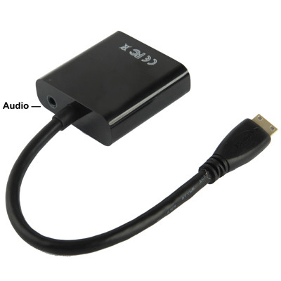 22cm Full HD 1080P Mini HDMI Mâle à VGA Femelle Câble Adaptateur Vidéo avec Câble Audio (Noir) S20611592-07