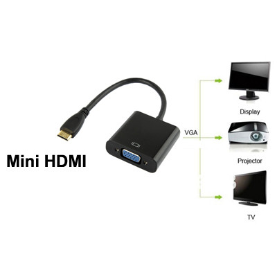 22cm Full HD 1080P Mini HDMI Mâle à VGA Femelle Câble Adaptateur Vidéo avec Câble Audio (Noir) S20611592-07